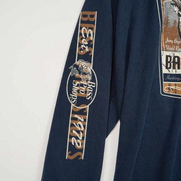 Bass Pro Shops Deer Graphic Long Sleeve T-Shirt 2XL Navy Fishing Hunting Camping - Picture 4 of 8
